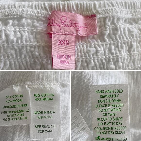 Lilly Pulitzer Trina Beach Mini Dress Smocked White Off Shoulder Size XXS - Picture 12 of 12